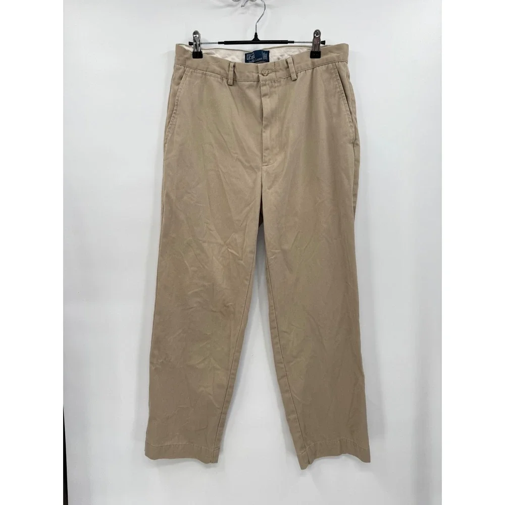Polo Ralph Lauren 32x28‎ Chinos M Khaki Tan Straight Leg Flat Front Chino Pants
